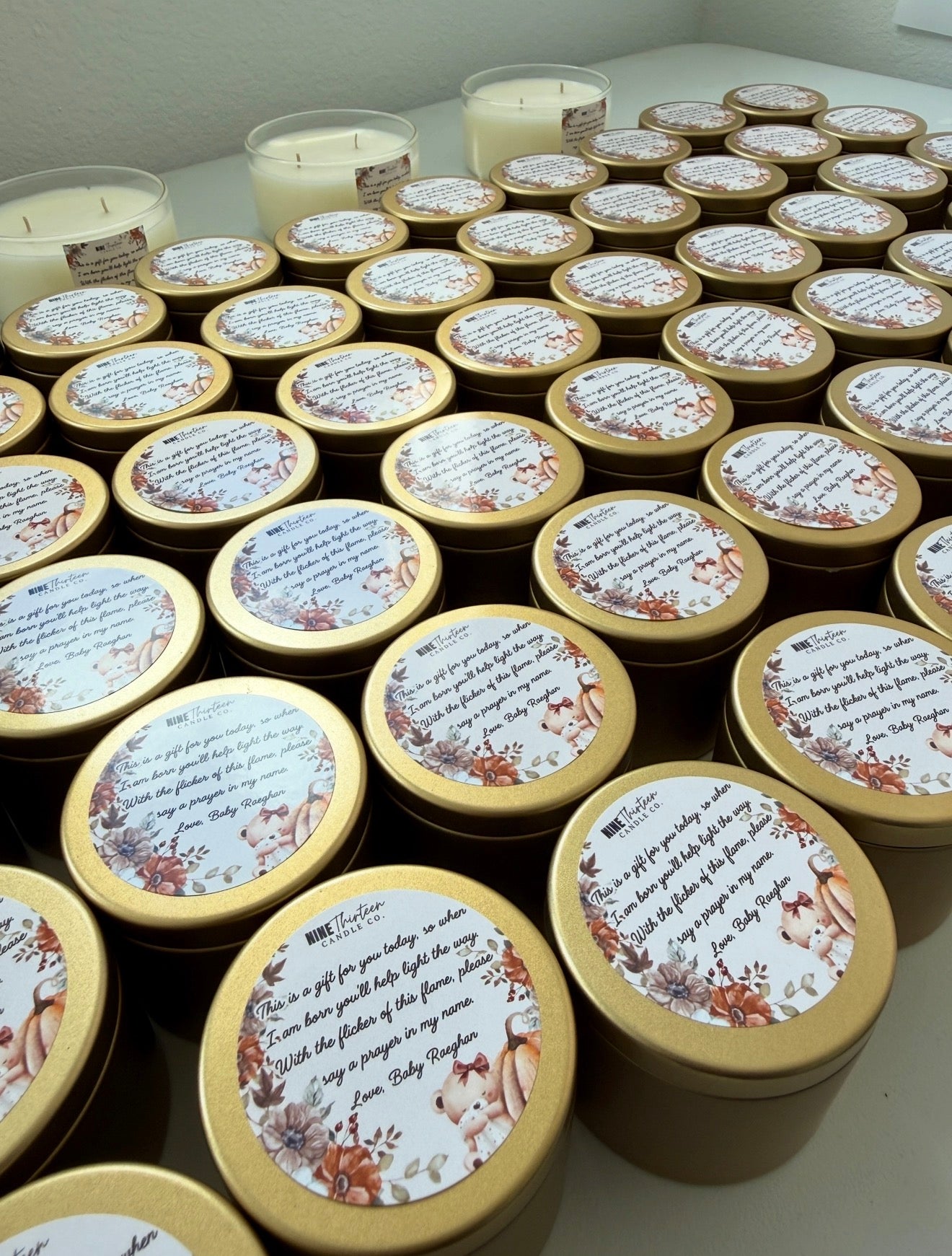 Baby Shower Custom Candles (view pictures of other orders) - please check out, with all your information and we will email you to start the order.