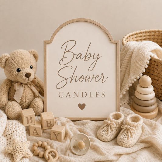 Baby Shower Custom Candles (view pictures of other orders) - please check out, with all your information and we will email/text you to start the order.